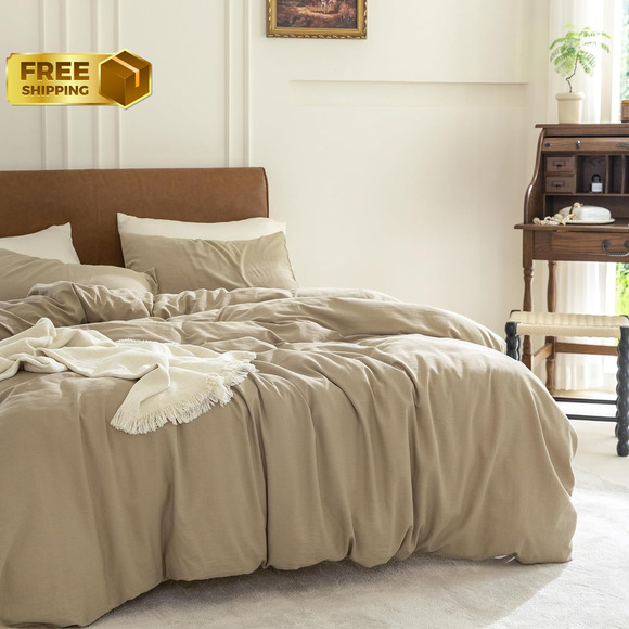 Duvet Cover Set 100% Washed Cotton 2 Pieces Bedding Set Twill Soft Cozy Twin/XL - Picture 2 of 6